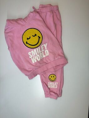 H&M Pink Smiley World Sweatshirt & Jogger Set Size 6